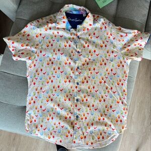 Robert Graham MIXER Tropical Drinks Short Sleeve Shirt Classic Fit NWT Size L